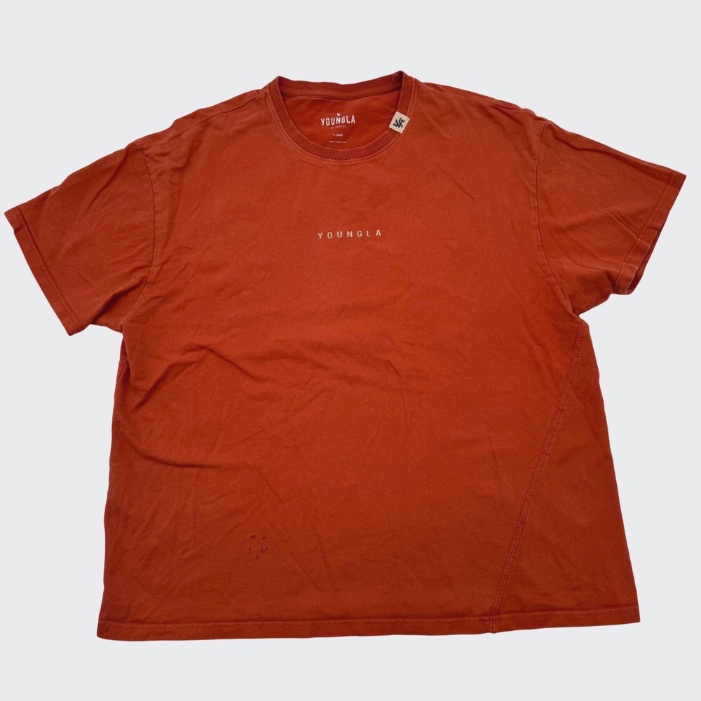 YoungLA 413 Mens XL Burnt Orange Graphic Gym T-Shirt Short Sleeve Cotton
